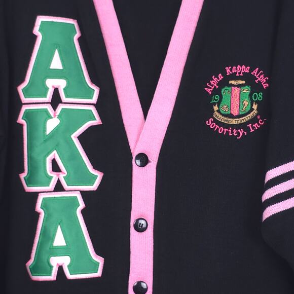 Alpha Kappa Alpha (AKA) Sorority Black Cardigan Sweater, Size 3XL, EUC - Picture 5 of 9